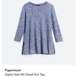PaperMoon Kaplan, slide slit detail, knit top - blue
